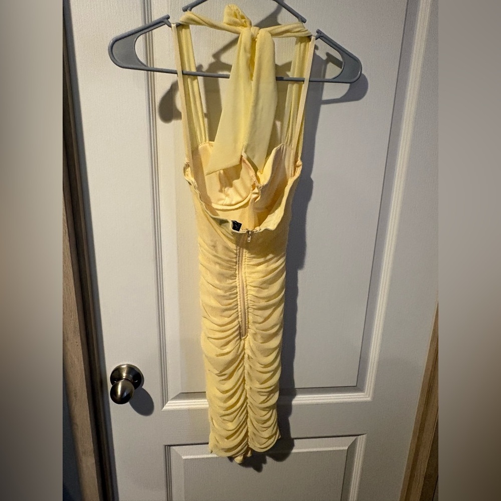 Windsor Butter Yellow Backless Halter Dress - Picture 2 of 8